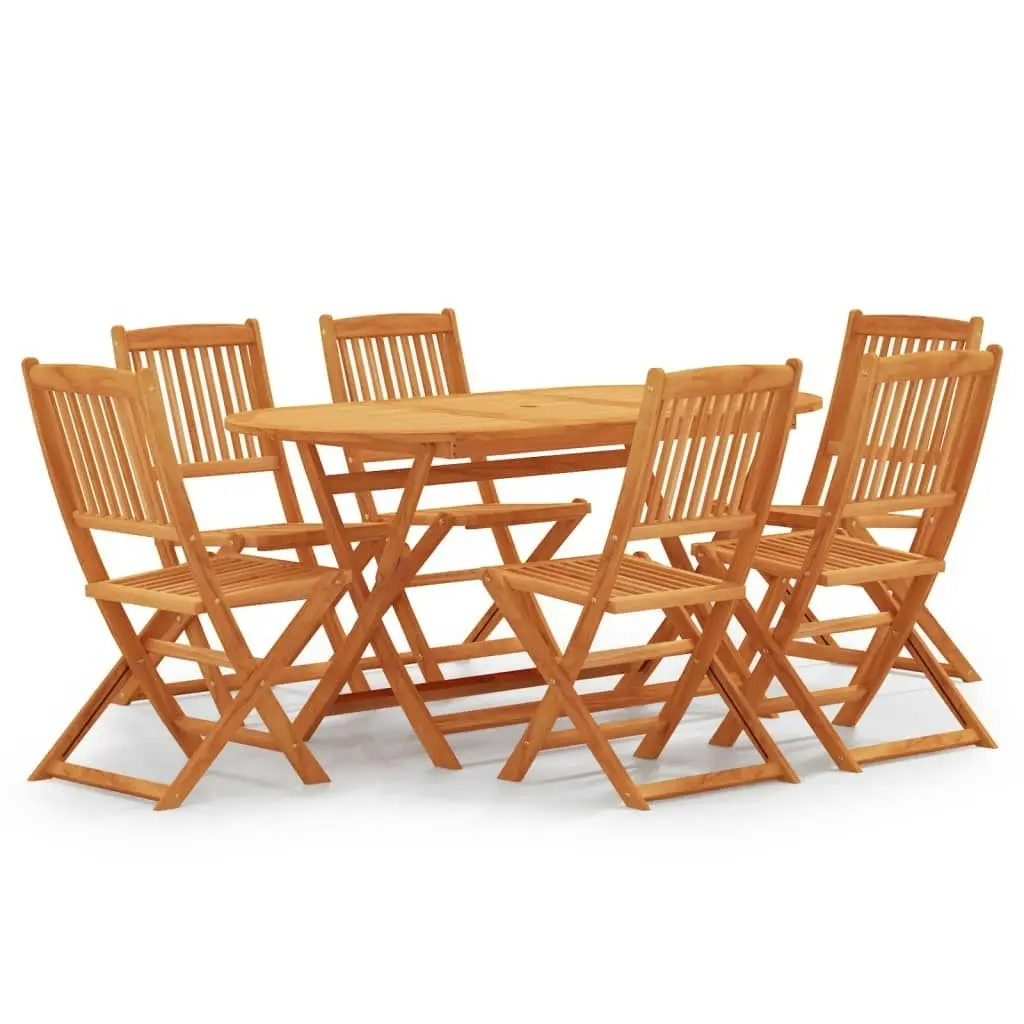 7 Piece Folding Outdoor Dining Set Solid Eucalyptus Wood 3087157