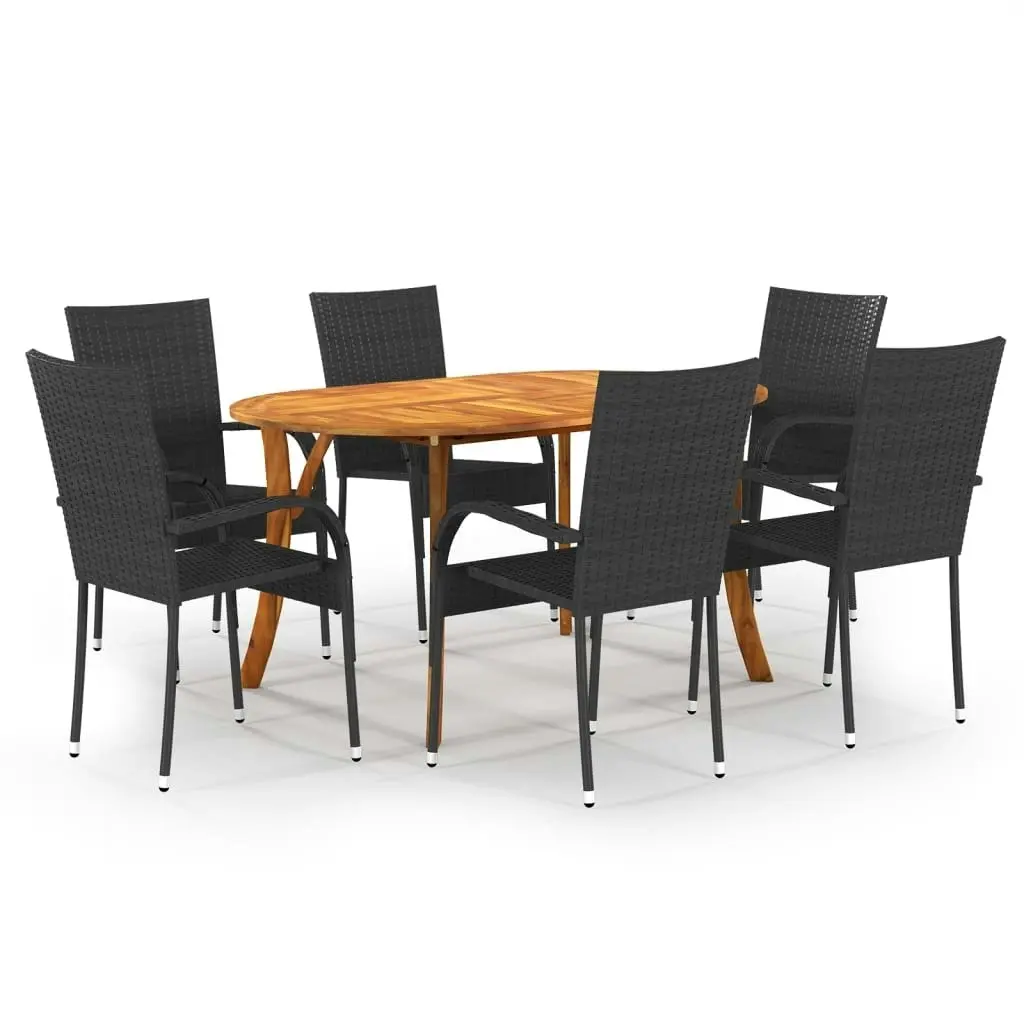 7 Piece Garden Dining Set Black 3072003