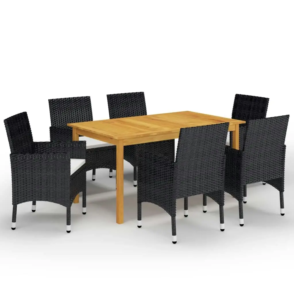 7 Piece Garden Dining Set Black 3067765