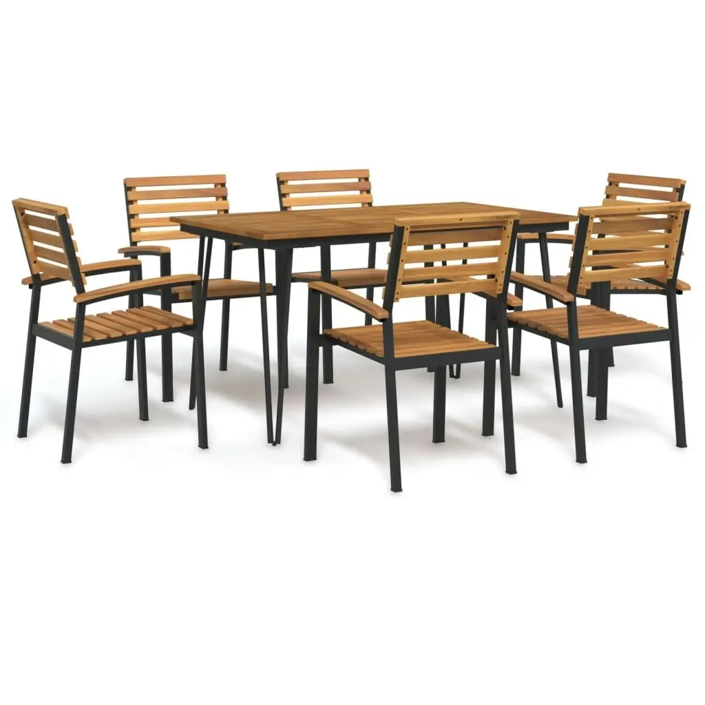 7 Piece Garden Dining Set Solid Wood Acacia and Metal 3155415