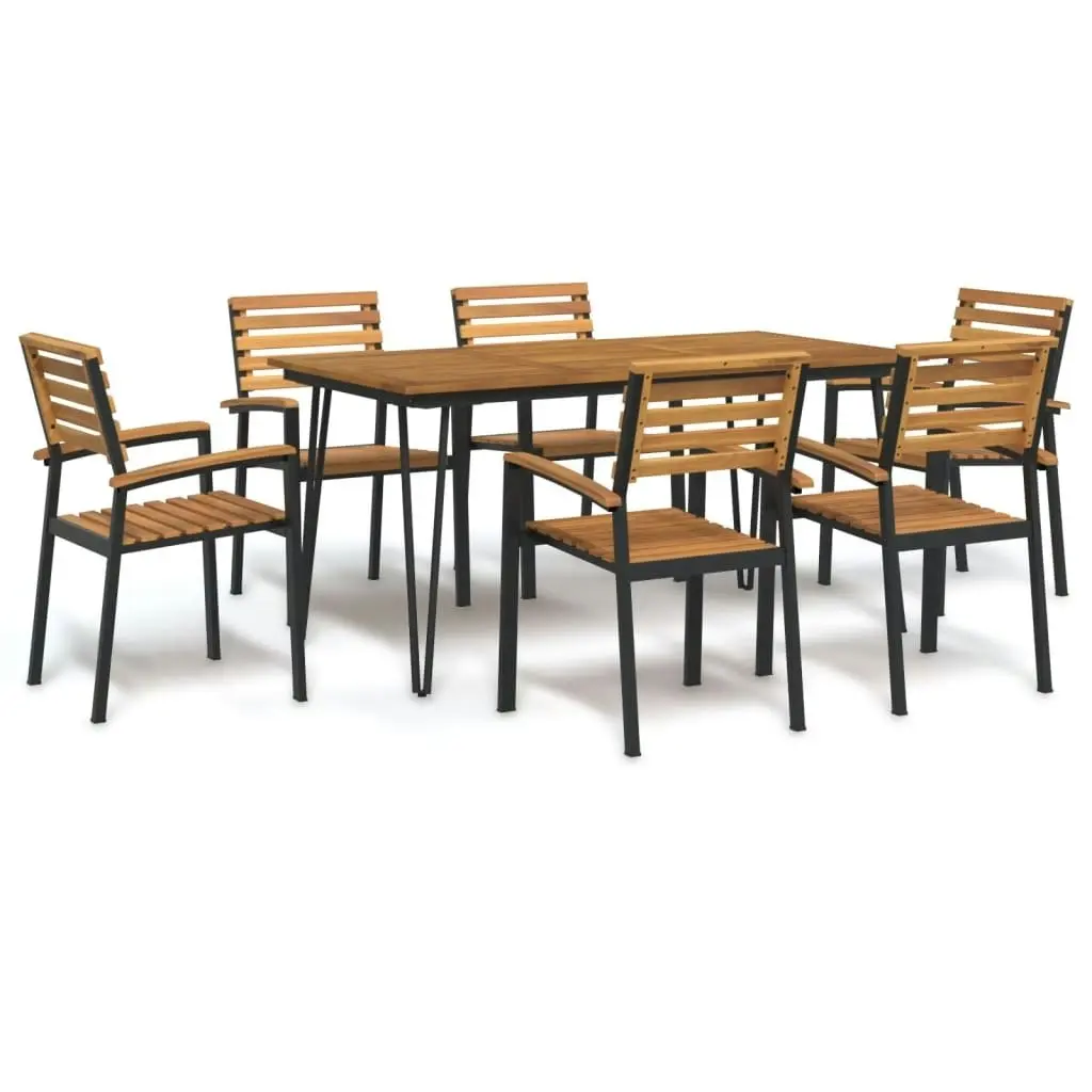 7 Piece Garden Dining Set Solid Wood Acacia and Metal 3155417