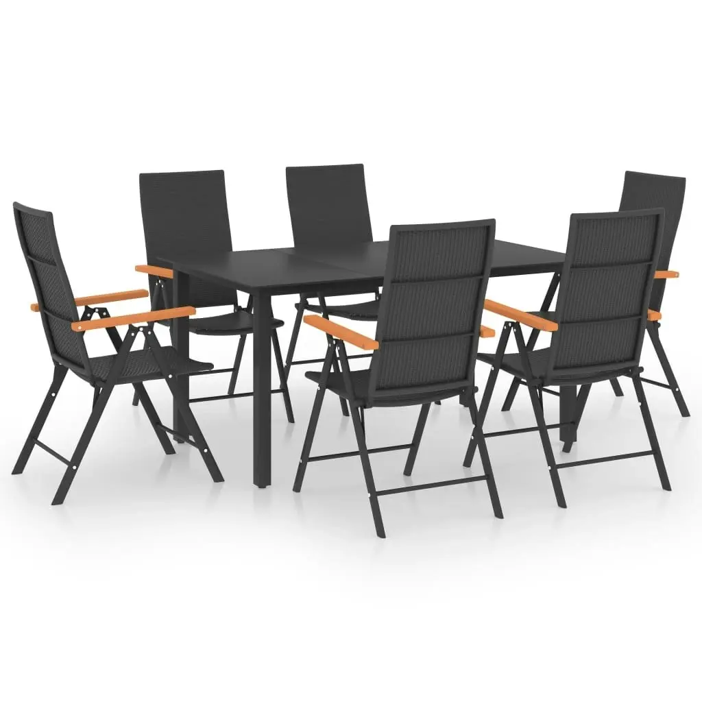 7 Piece Garden Dining Set Black and Brown 3060073