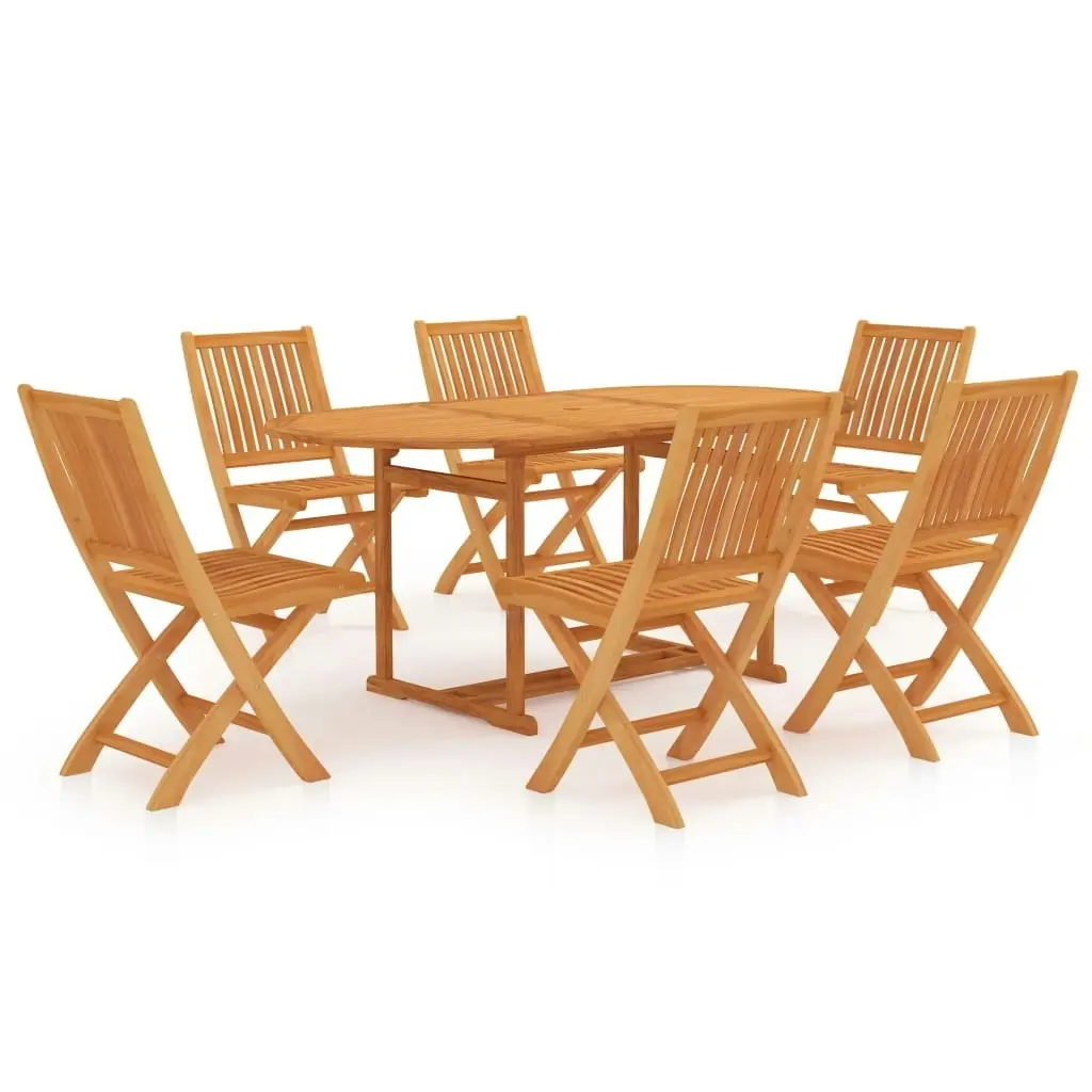 7 Piece Garden Dining Set Solid Teak Wood 3059563