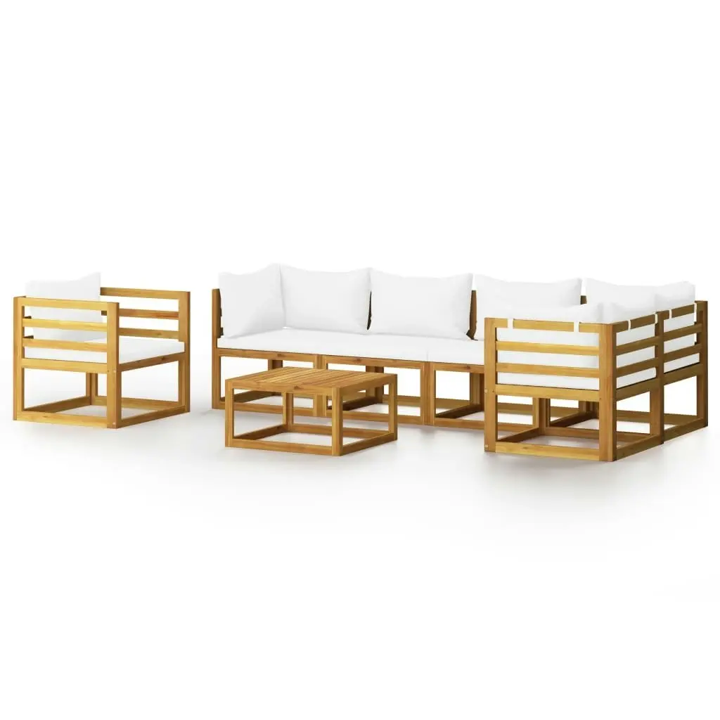 7 Piece Garden Lounge Set with Cushion Cream Solid Acacia Wood 3057660