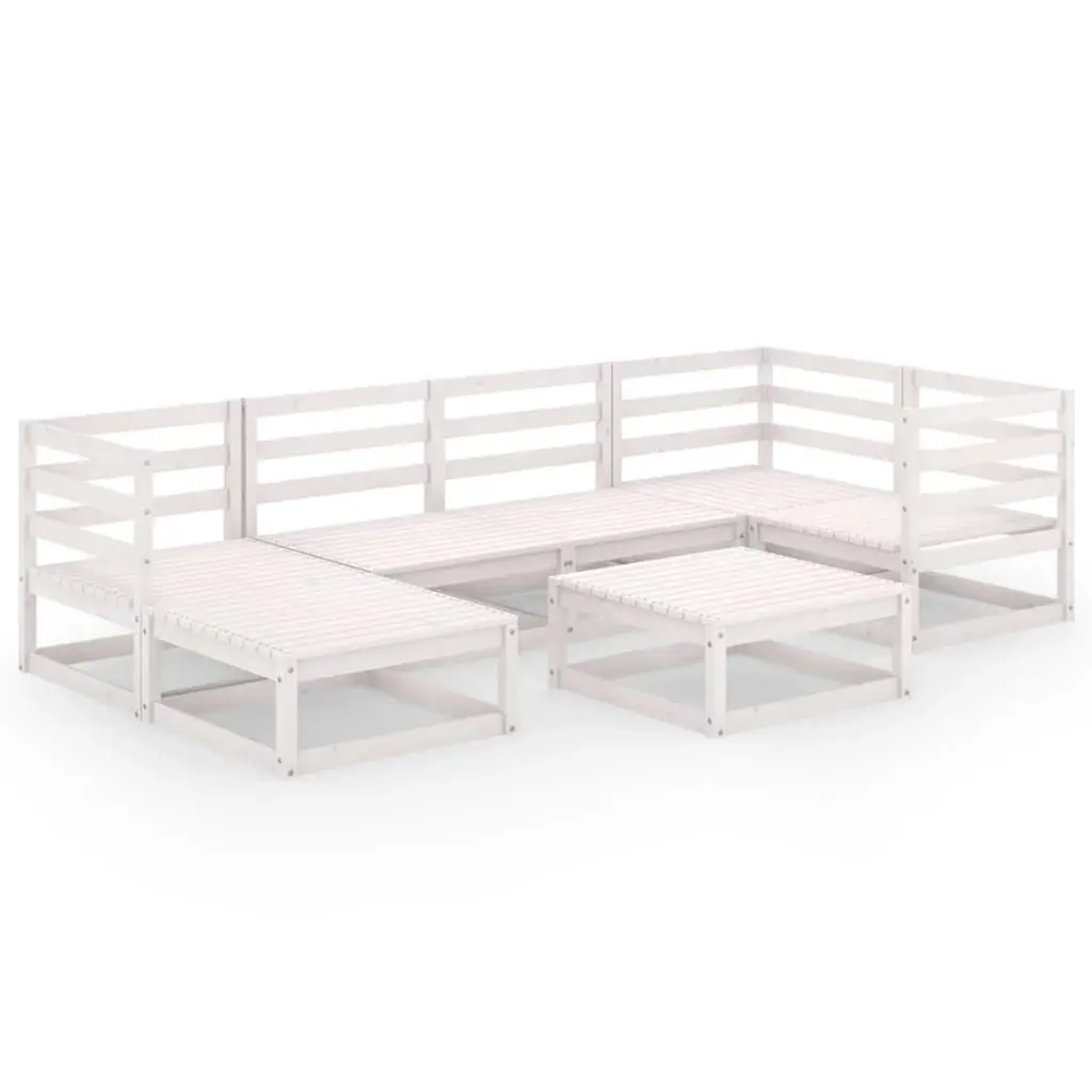 7 Piece Garden Lounge Set White Solid Pinewood 3075690