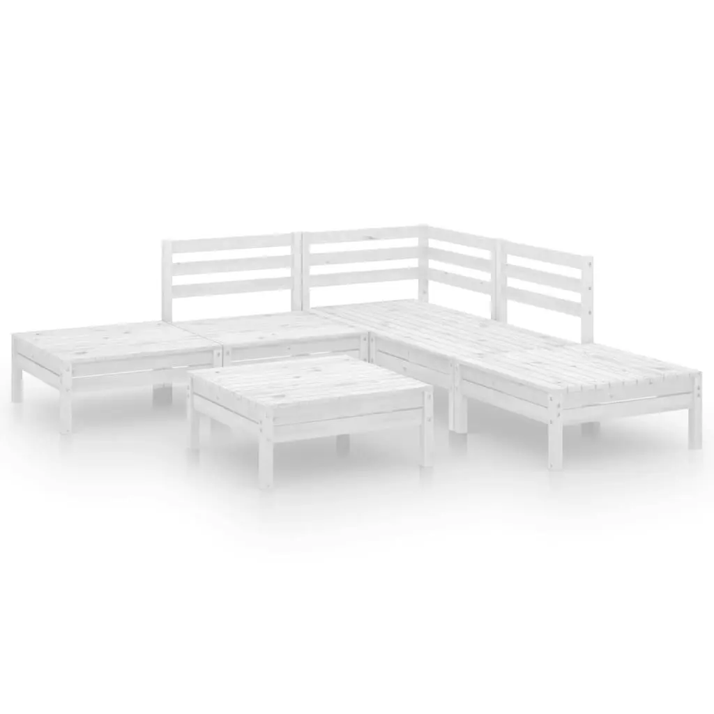 6 Piece Garden Lounge Set Solid Pinewood White 3082643