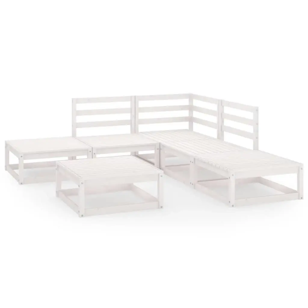 6 Piece Garden Lounge Set White Solid Pinewood 3075500