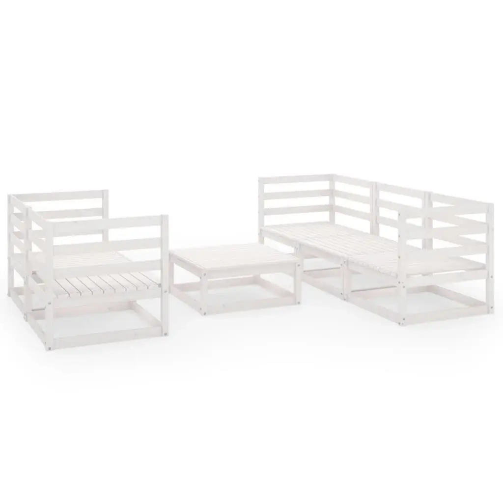 6 Piece Garden Lounge Set White Solid Pinewood 3075330