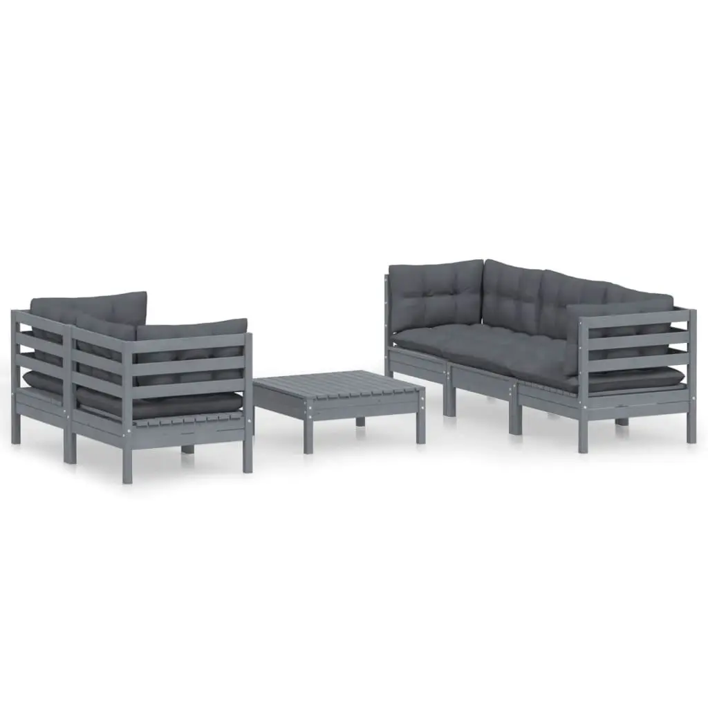 6 Piece Garden Lounge Set with Anthracite Cushions Pinewood 3096114