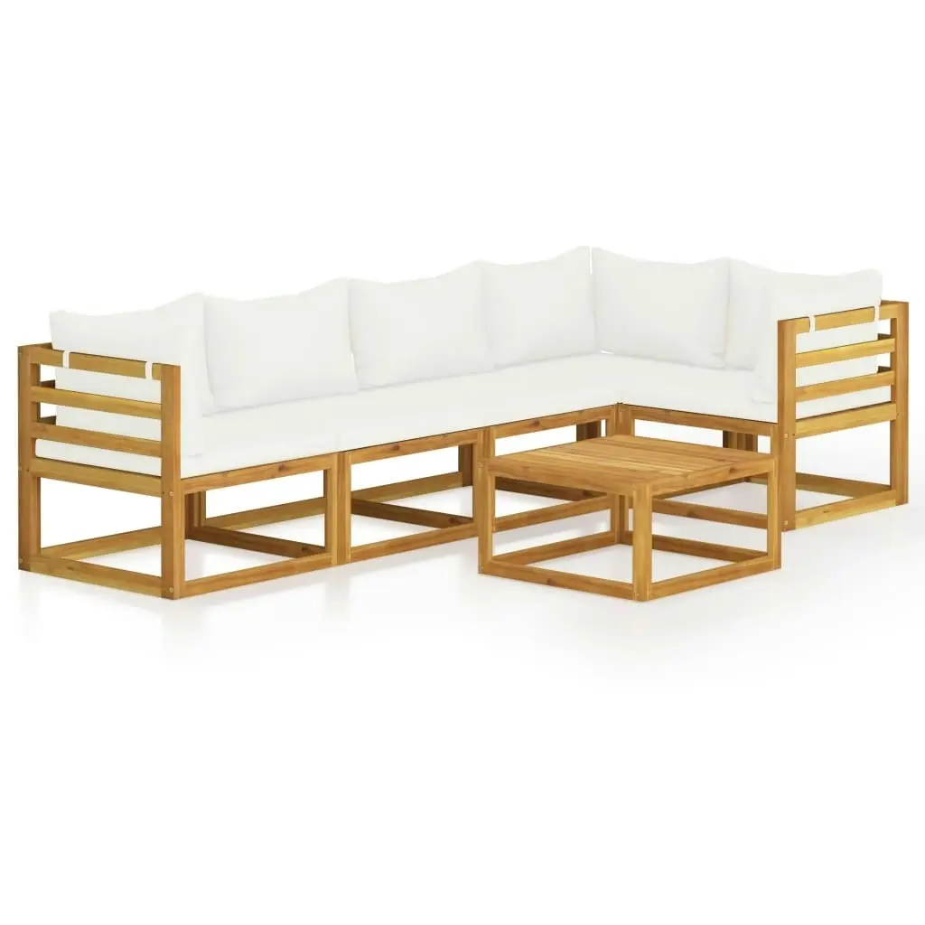 6 Piece Garden Lounge Set with Cushion Cream Solid Acacia Wood 3057656