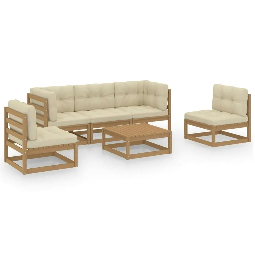 6 Piece Garden Lounge Set with Cushions Solid Pinewood 3076447