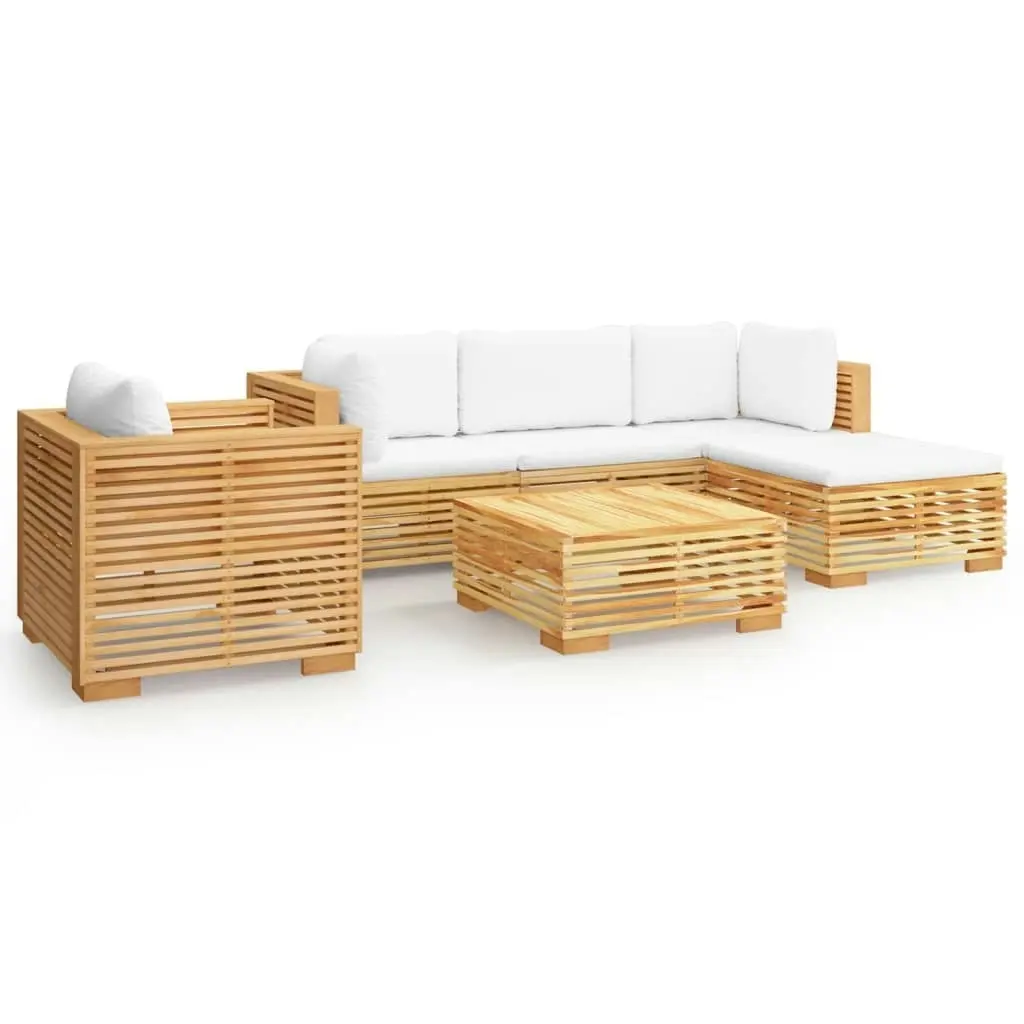 6 Piece Garden Lounge Set with Cushions Solid Wood Teak 3100857