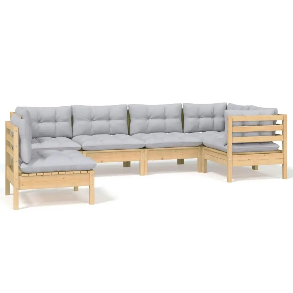 6 Piece Garden Lounge Set with Grey Cushions Pinewood 3096417