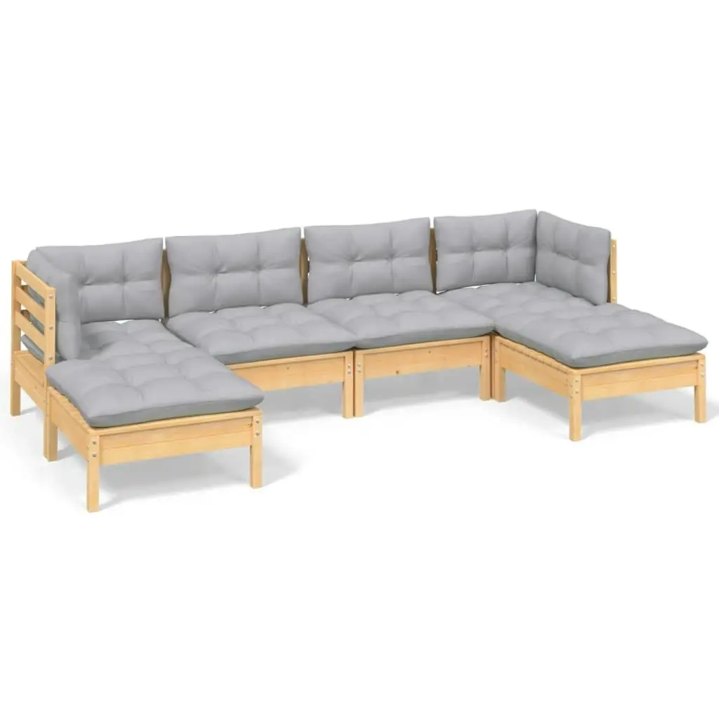 6 Piece Garden Lounge Set with Grey Cushions Pinewood 3097078