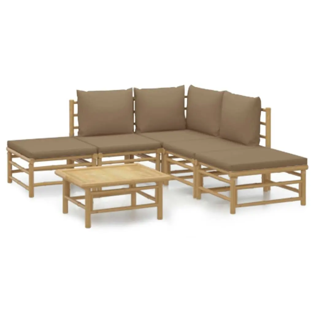 6 Piece Garden Lounge Set with Taupe Cushions  Bamboo 3155111