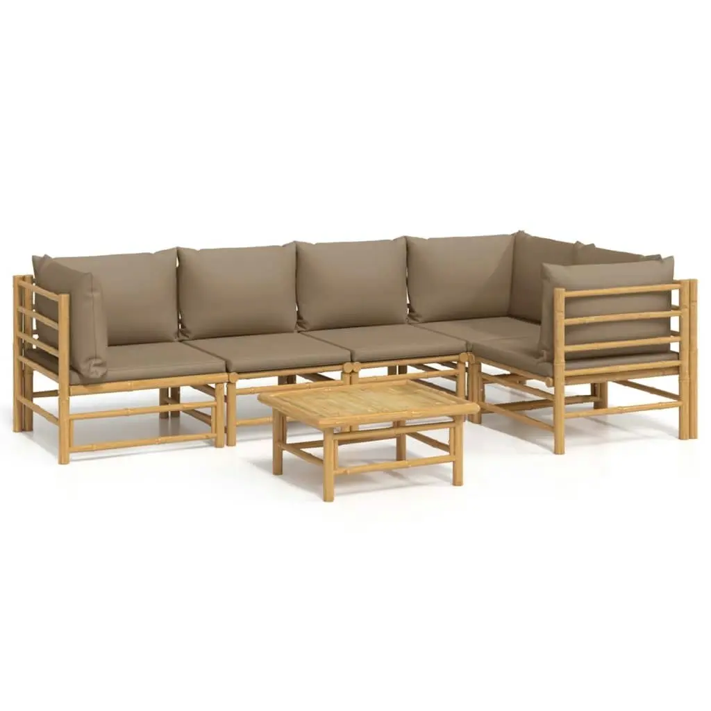 6 Piece Garden Lounge Set with Taupe Cushions  Bamboo 3155137