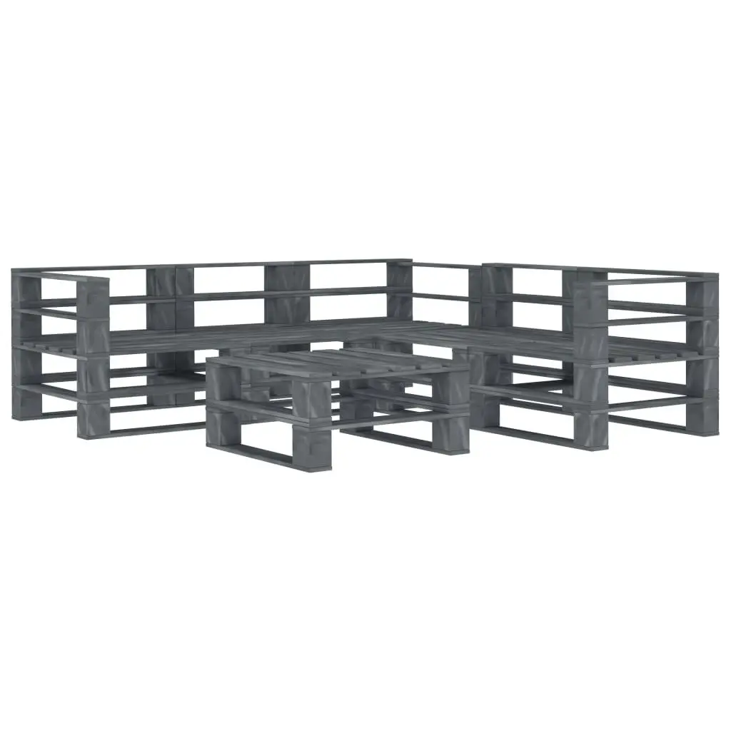 6 Piece Garden Pallet Lounge Set Wood Grey 3072257