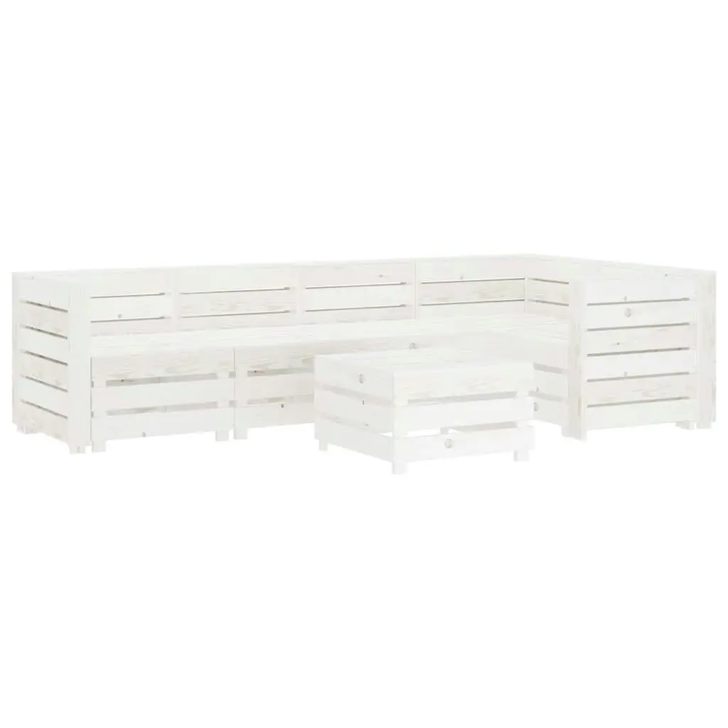 6 Piece Garden Pallet Lounge Set Wood White 3072321