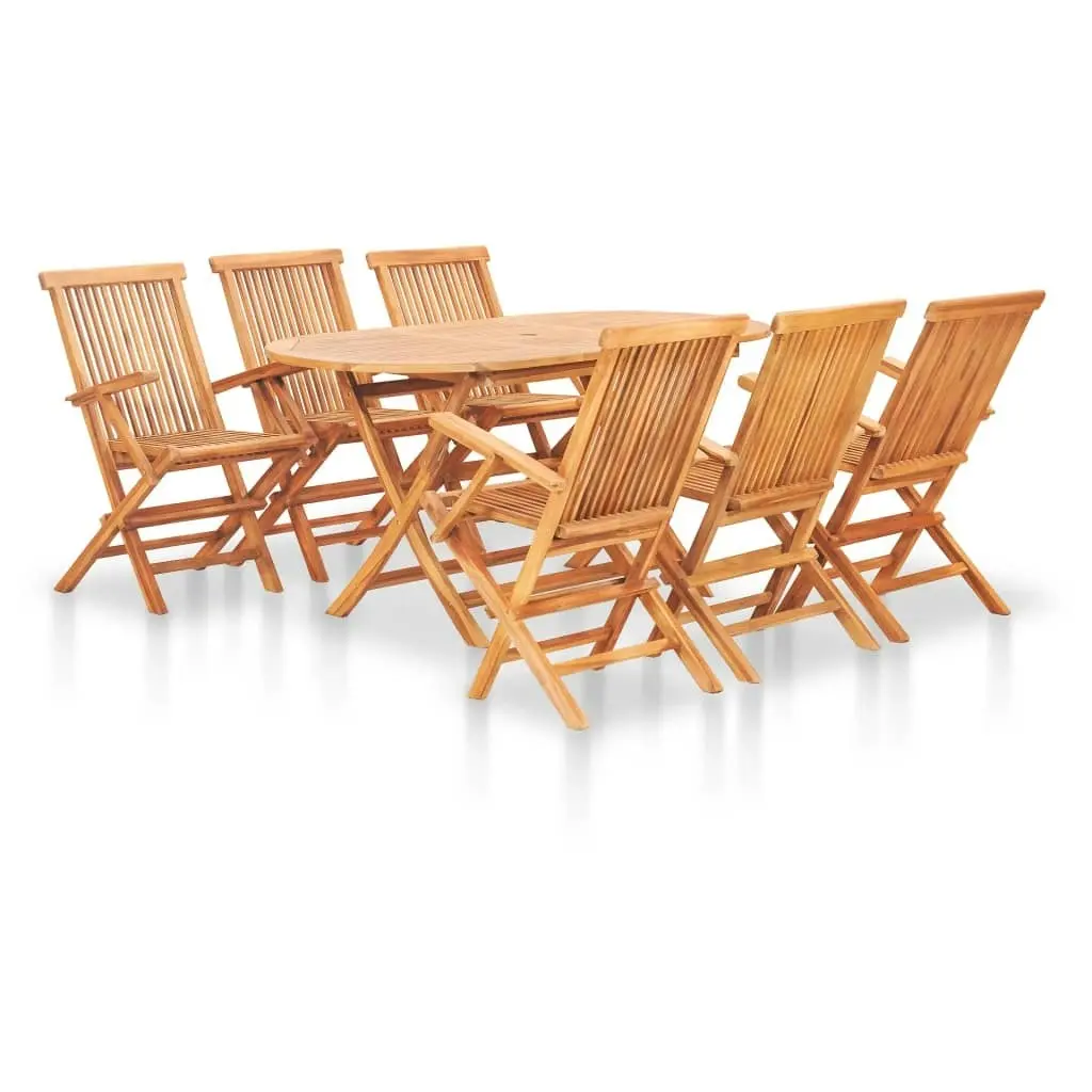 7 Piece Folding Outdoor Dining Set Solid Teak Wood 48999