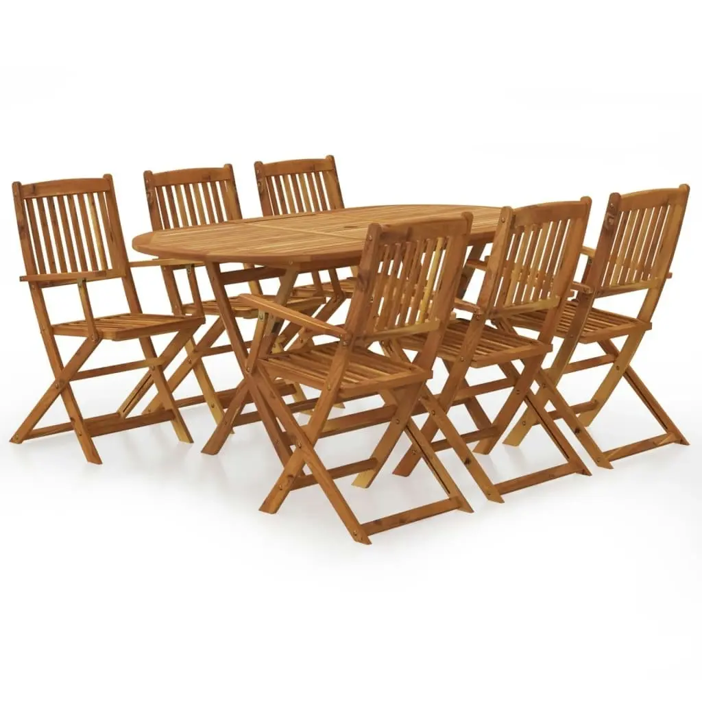 7 Piece Folding Outdoor Dining Set Solid Acacia Wood 44057