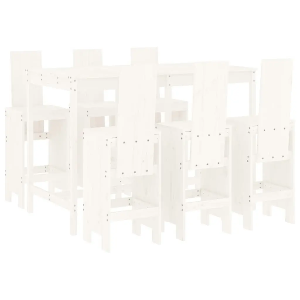 7 Piece Garden Bar Set White Solid Wood Pine 3157782