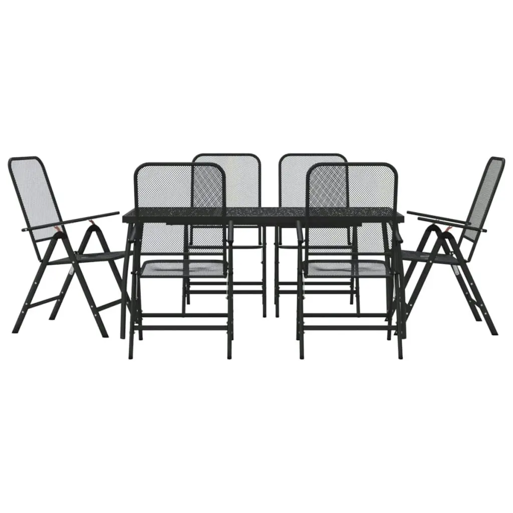 7 Piece Garden Dining Set Anthracite Metal Mesh 3211822