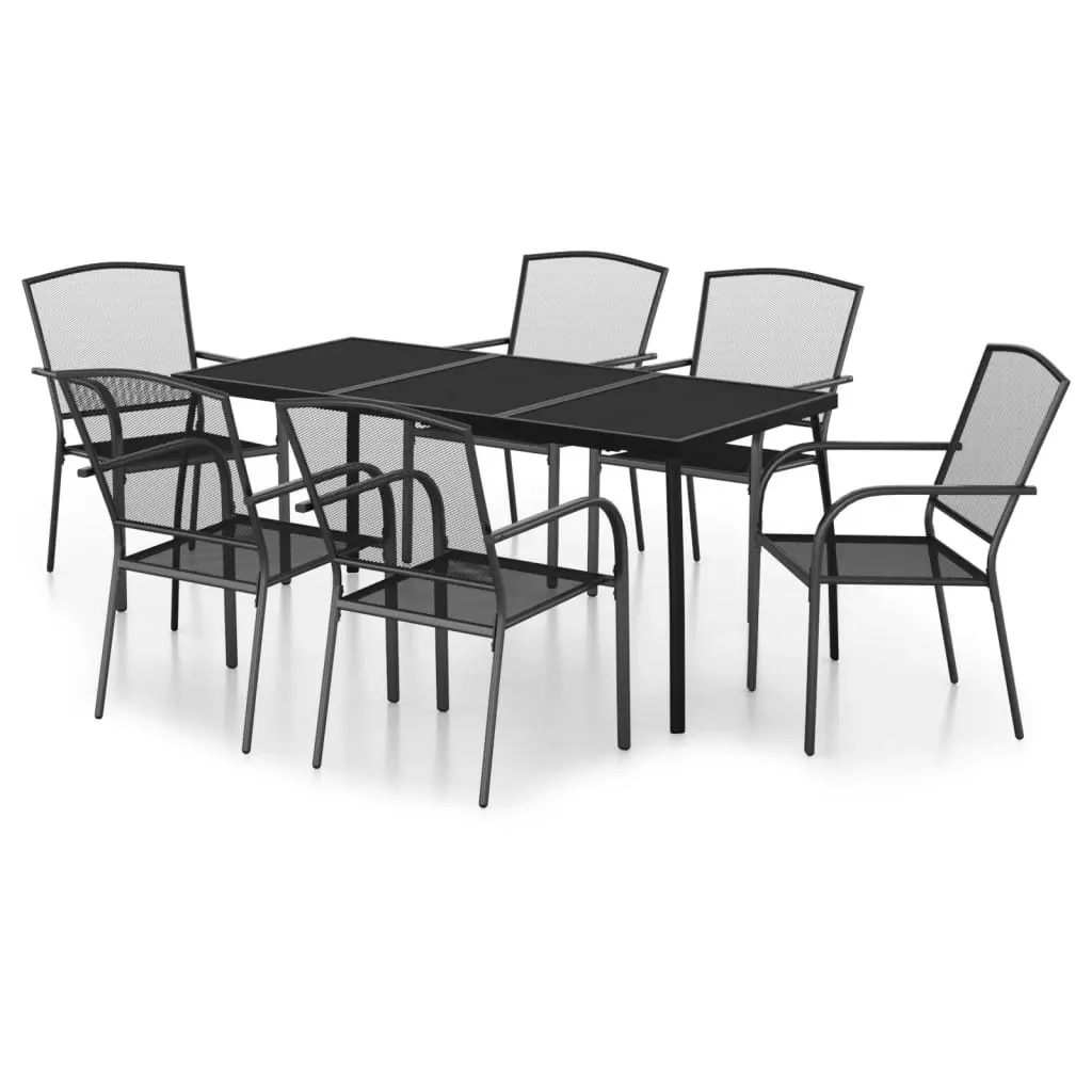 7 Piece Garden Dining Set Anthracite Steel 3187971