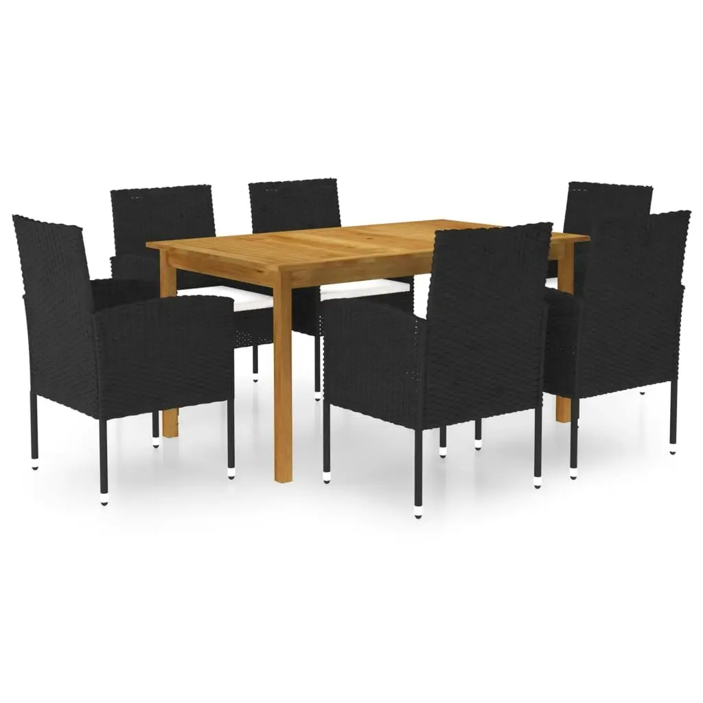 7 Piece Garden Dining Set Black 3067837