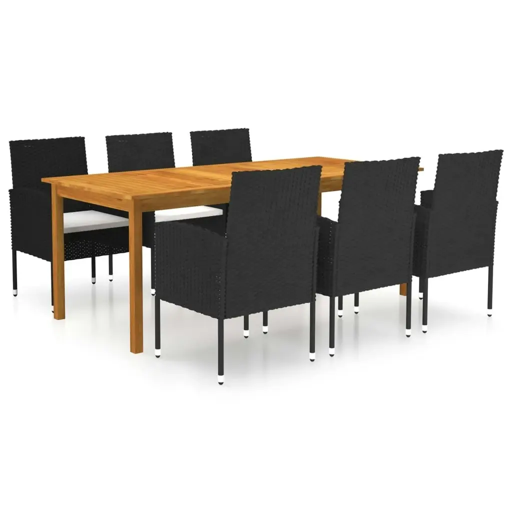 7 Piece Garden Dining Set Black 3067926