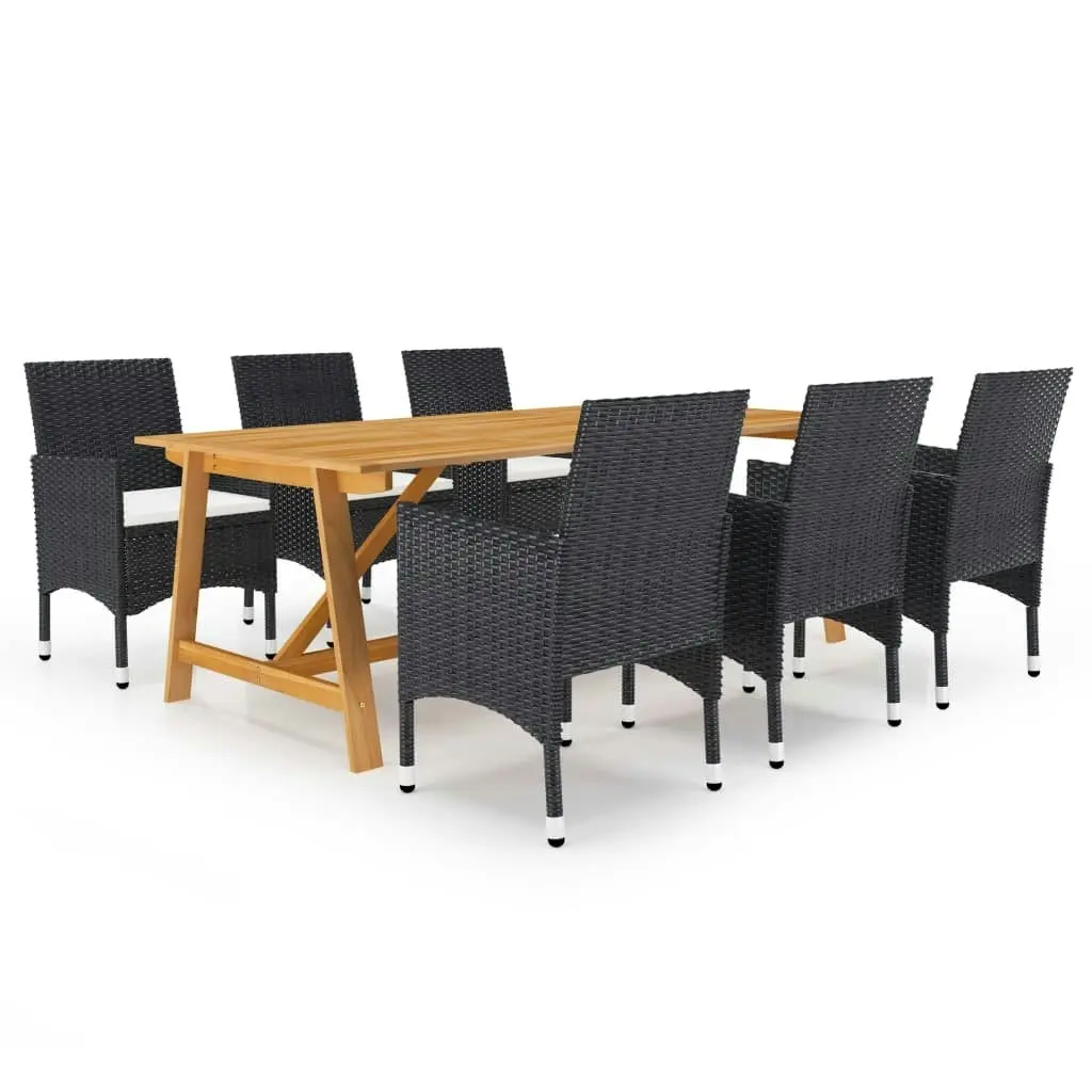 7 Piece Garden Dining Set Black 3068792