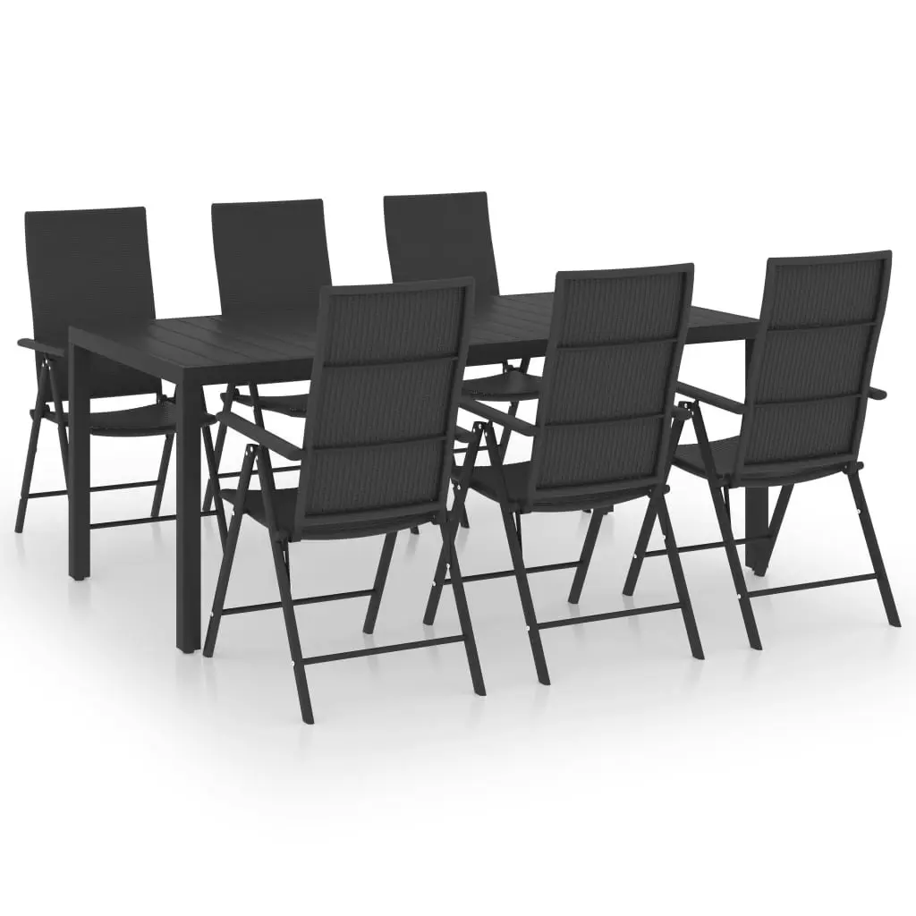 7 Piece Garden Dining Set Black 3060062