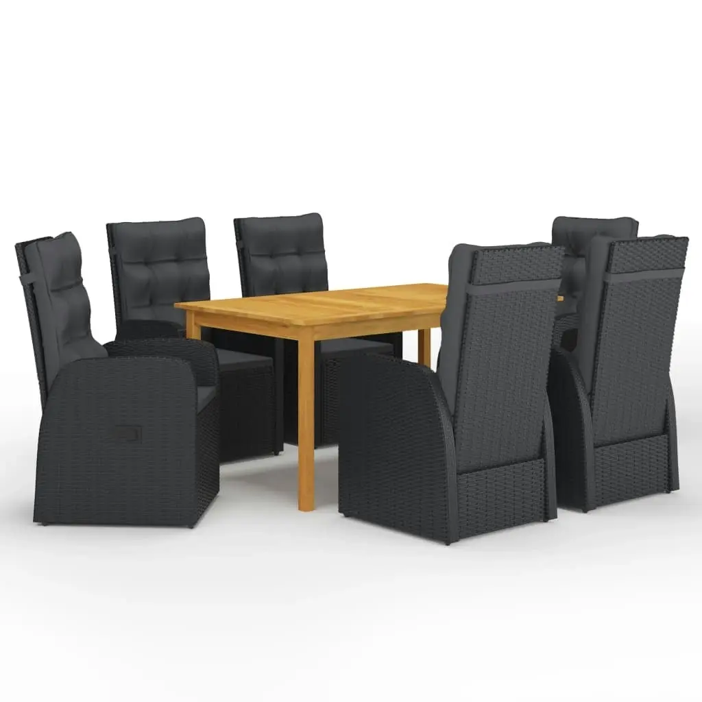 7 Piece Garden Dining Set Black 3067813