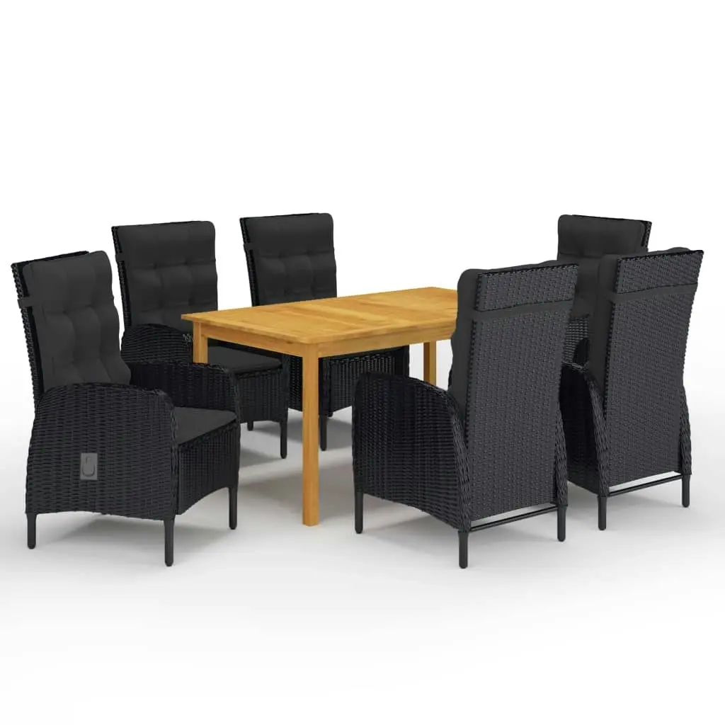 7 Piece Garden Dining Set Black 3067776