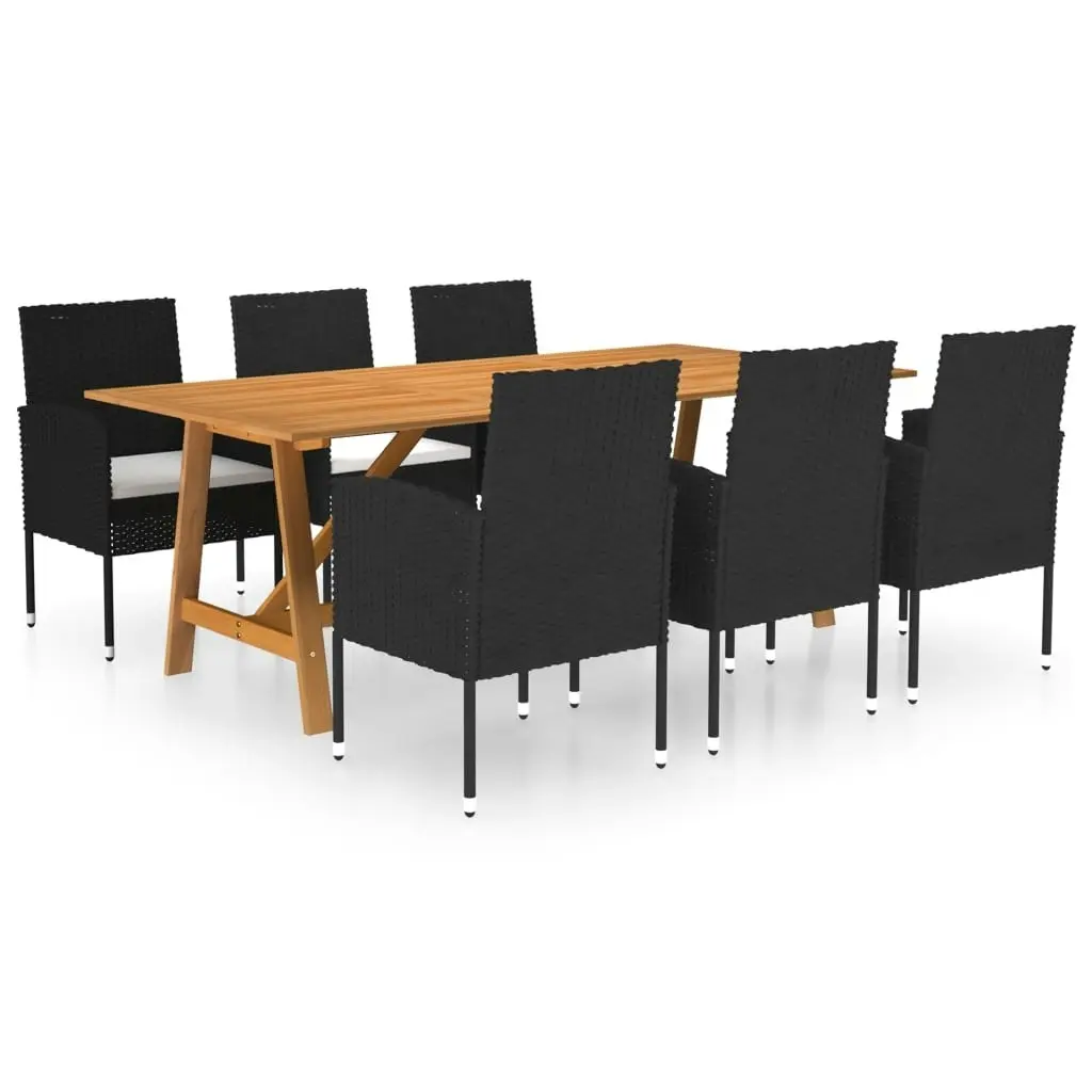 7 Piece Garden Dining Set Black 3068838