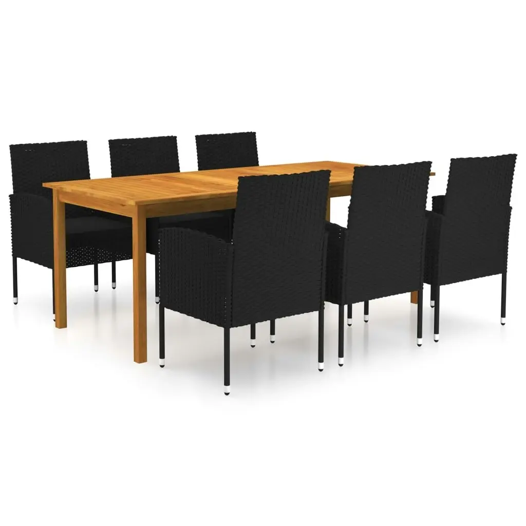 7 Piece Garden Dining Set Black 3067928