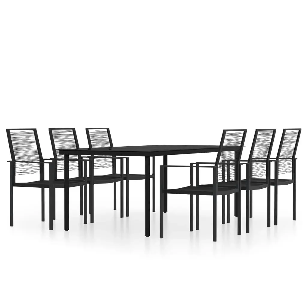 7 Piece Garden Dining Set Black 3099201