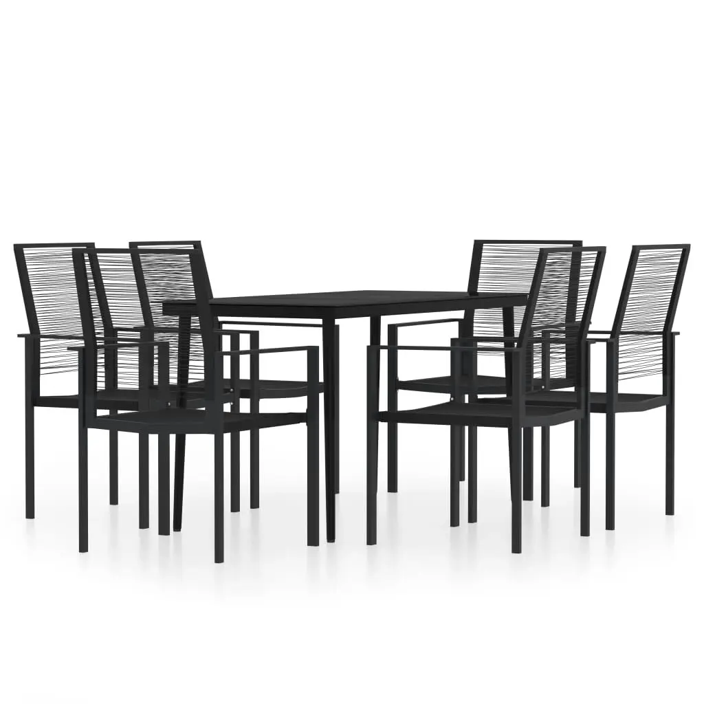 7 Piece Garden Dining Set Black 3099206