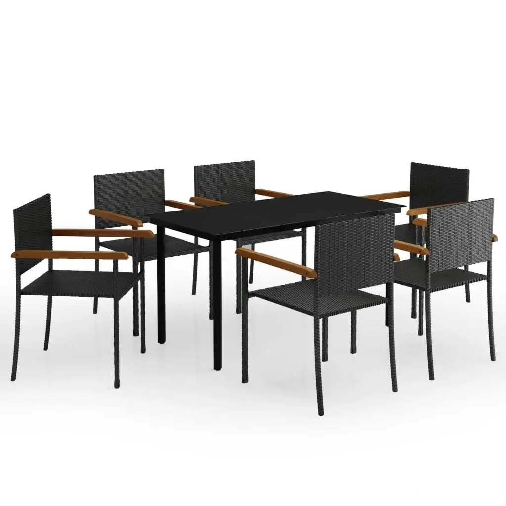 7 Piece Garden Dining Set Black 3099416