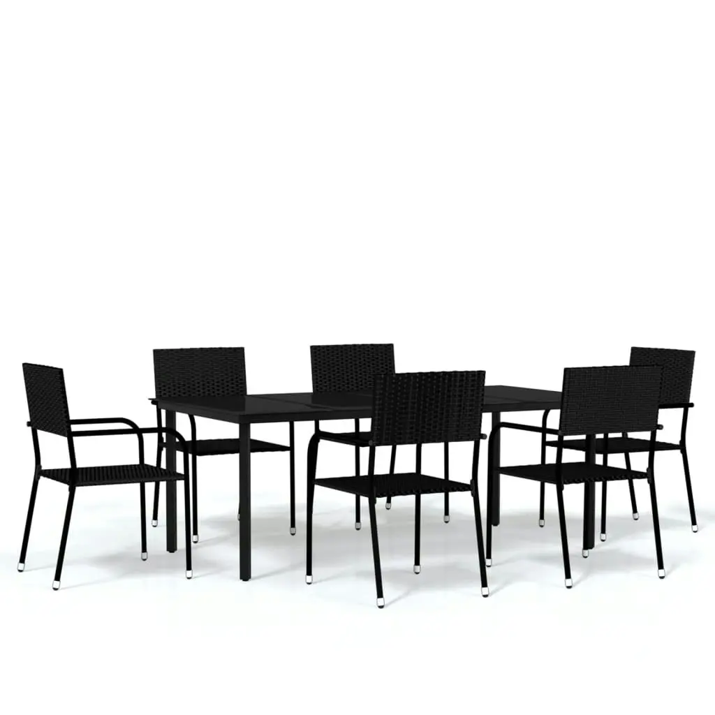 7 Piece Garden Dining Set Black 3099581