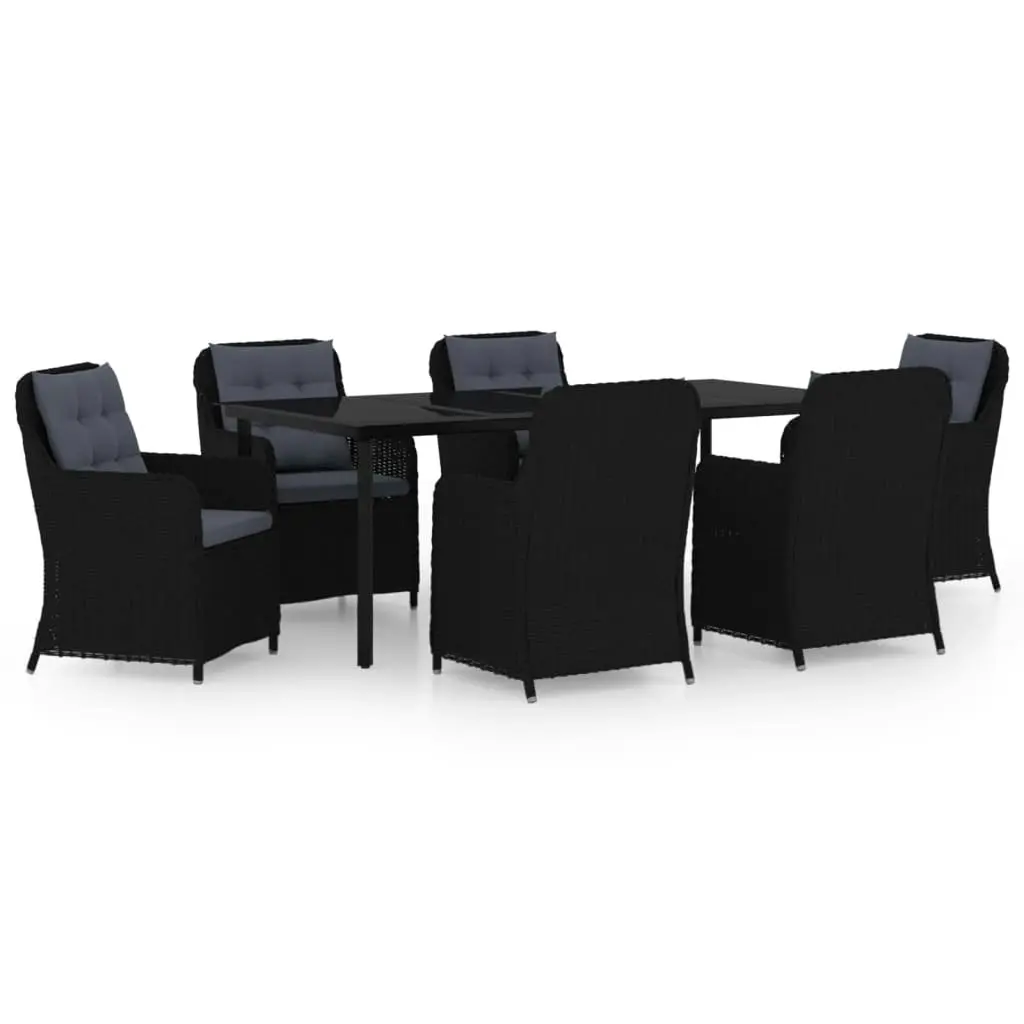 7 Piece Garden Dining Set Black 3099563