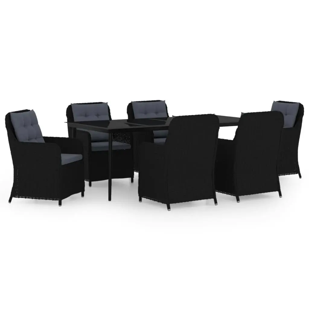 7 Piece Garden Dining Set Black 3099575