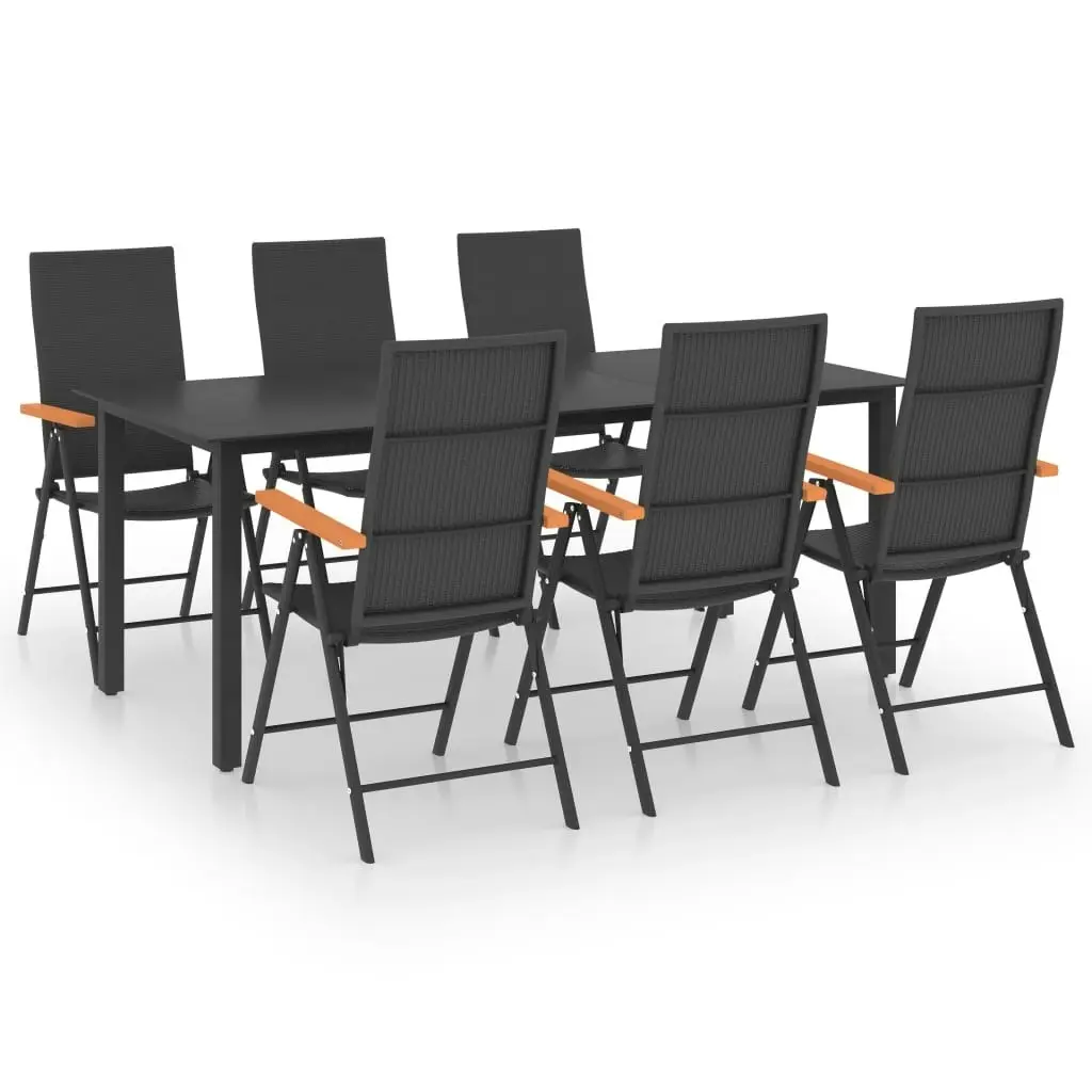 7 Piece Garden Dining Set Black and Brown 3060074