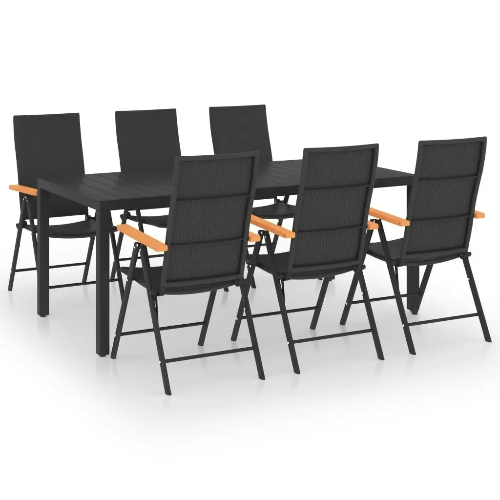 7 Piece Garden Dining Set Black and Brown 3060086