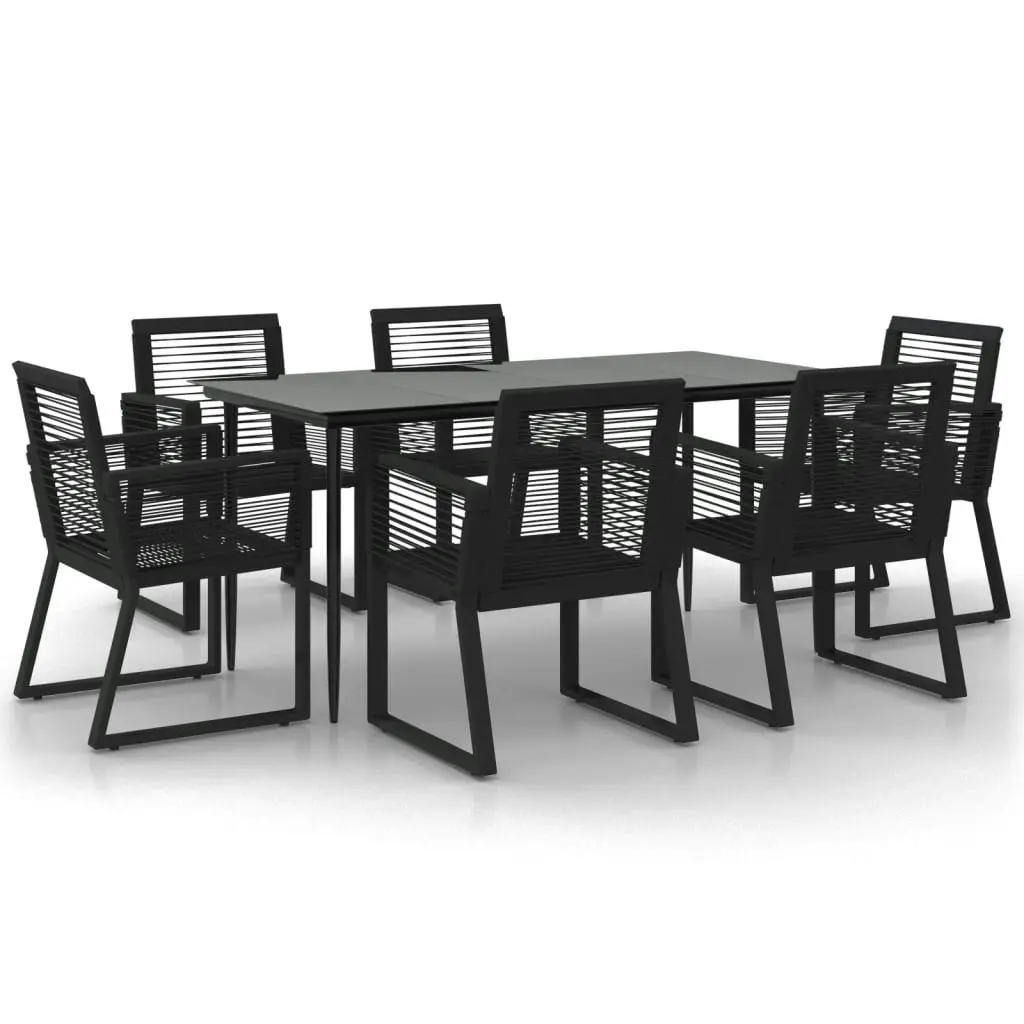 7 Piece Garden Dining Set Black PVC Rattan 3156549