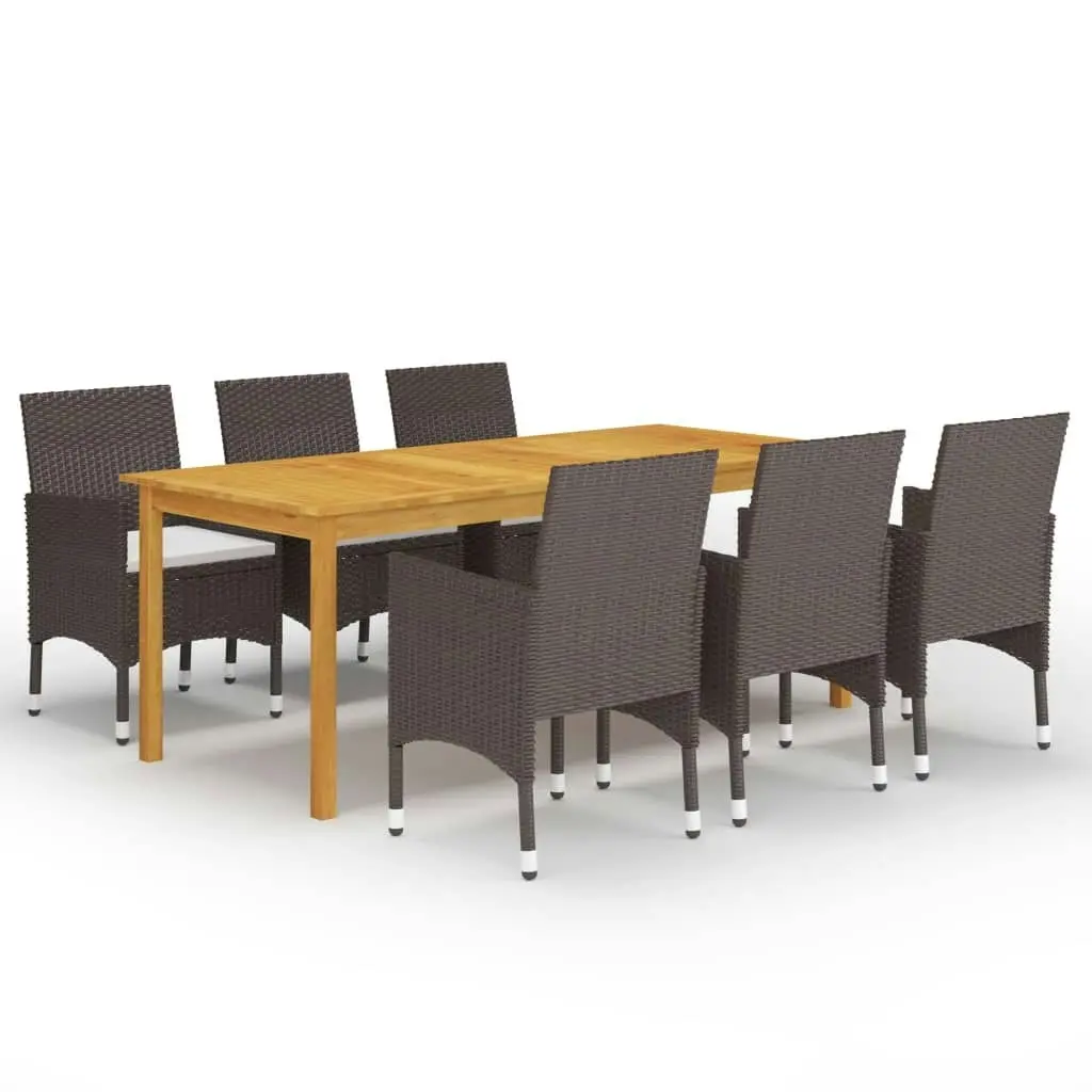 7 Piece Garden Dining Set Brown 3067858