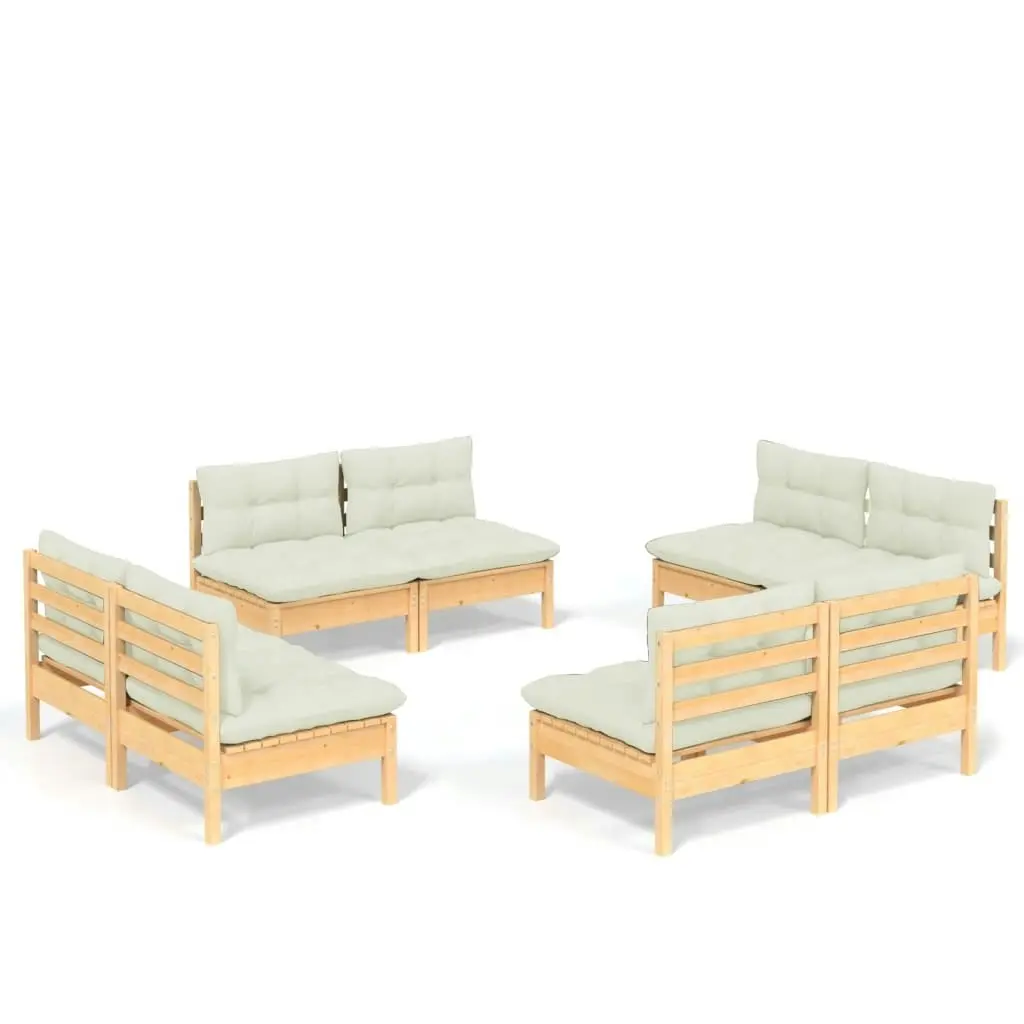 8 Piece Garden Lounge Set with Cream Cushions Pinewood 3096040