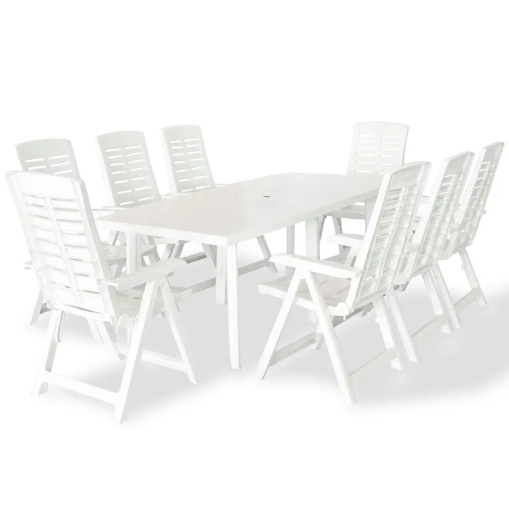 9 Piece Outdoor Dining Set Plastic White 275076