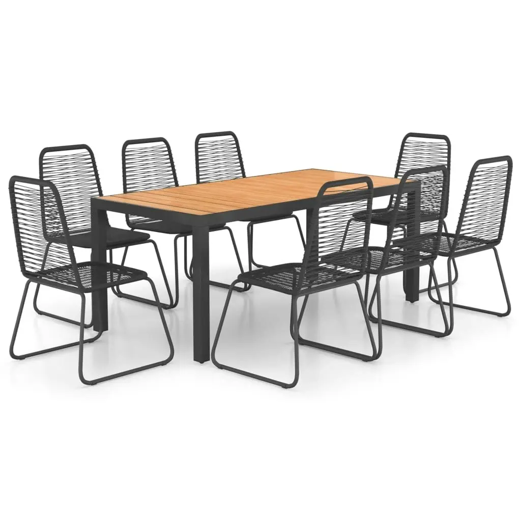 9 Piece Garden Dining Set PVC Rattan Black and Brown 3060129