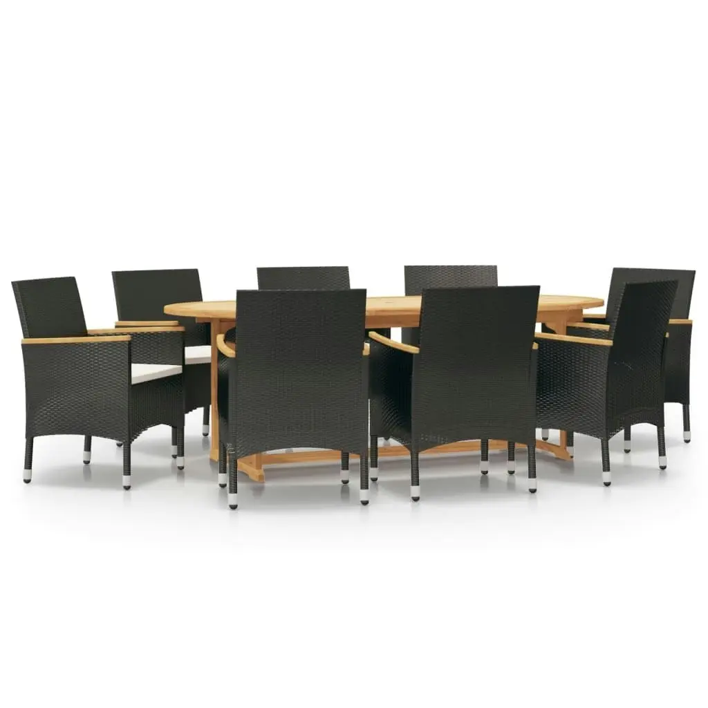 9 Piece Garden Dining Set with Cushions Black 3103600