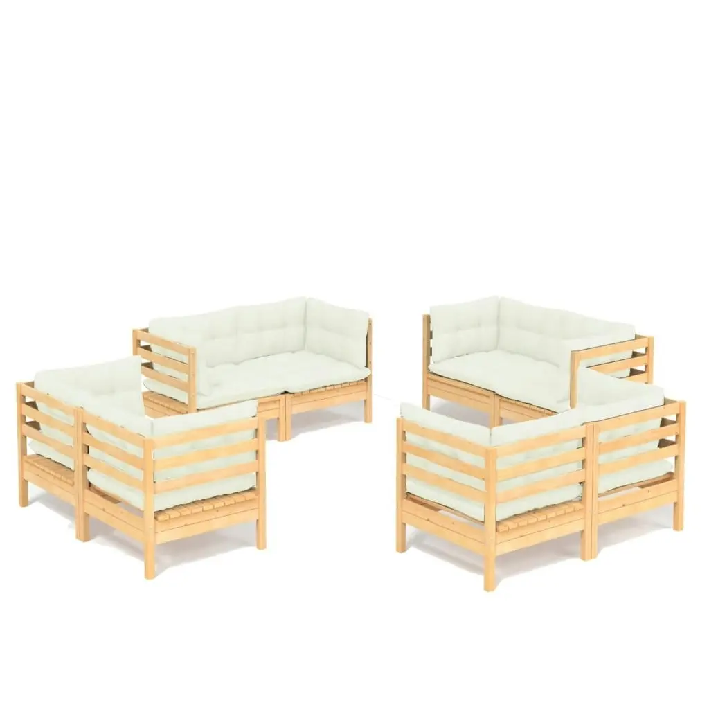 8 Piece Garden Lounge Set with Cream Cushions Pinewood 3096058